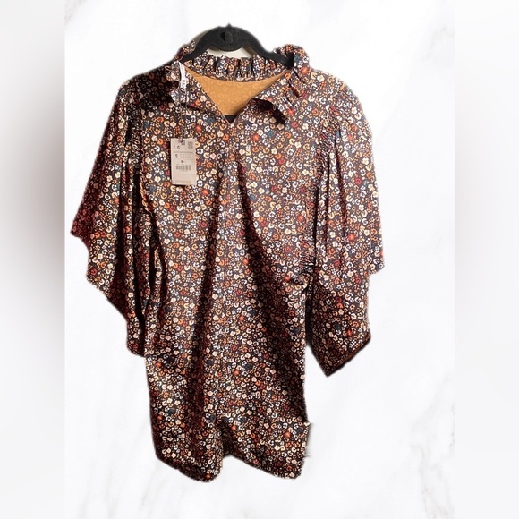 Zara Floral Mini Dress - Black, White, Yellow - Picture 3 of 6